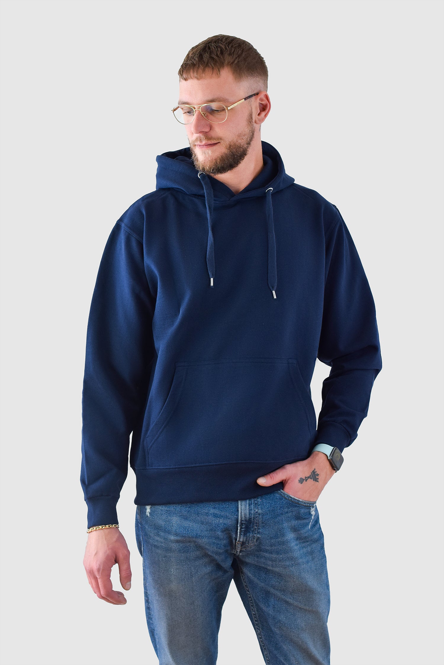 Hoodie Tung, Marinblå